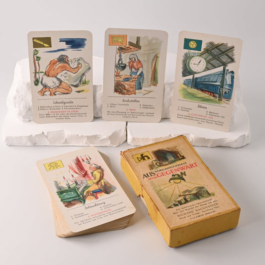 Quartett Kartenspiel, Richard Hauenstein Verlag DDR, Aus Vergangenheit und Gegenwart, pädagogisches Bildquartett, 1950er Jahre