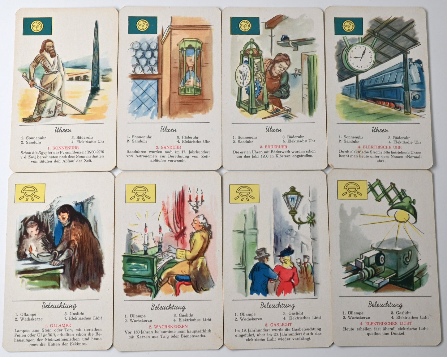 Quartett Kartenspiel, Richard Hauenstein Verlag DDR, Aus Vergangenheit und Gegenwart, pädagogisches Bildquartett, 1950er Jahre