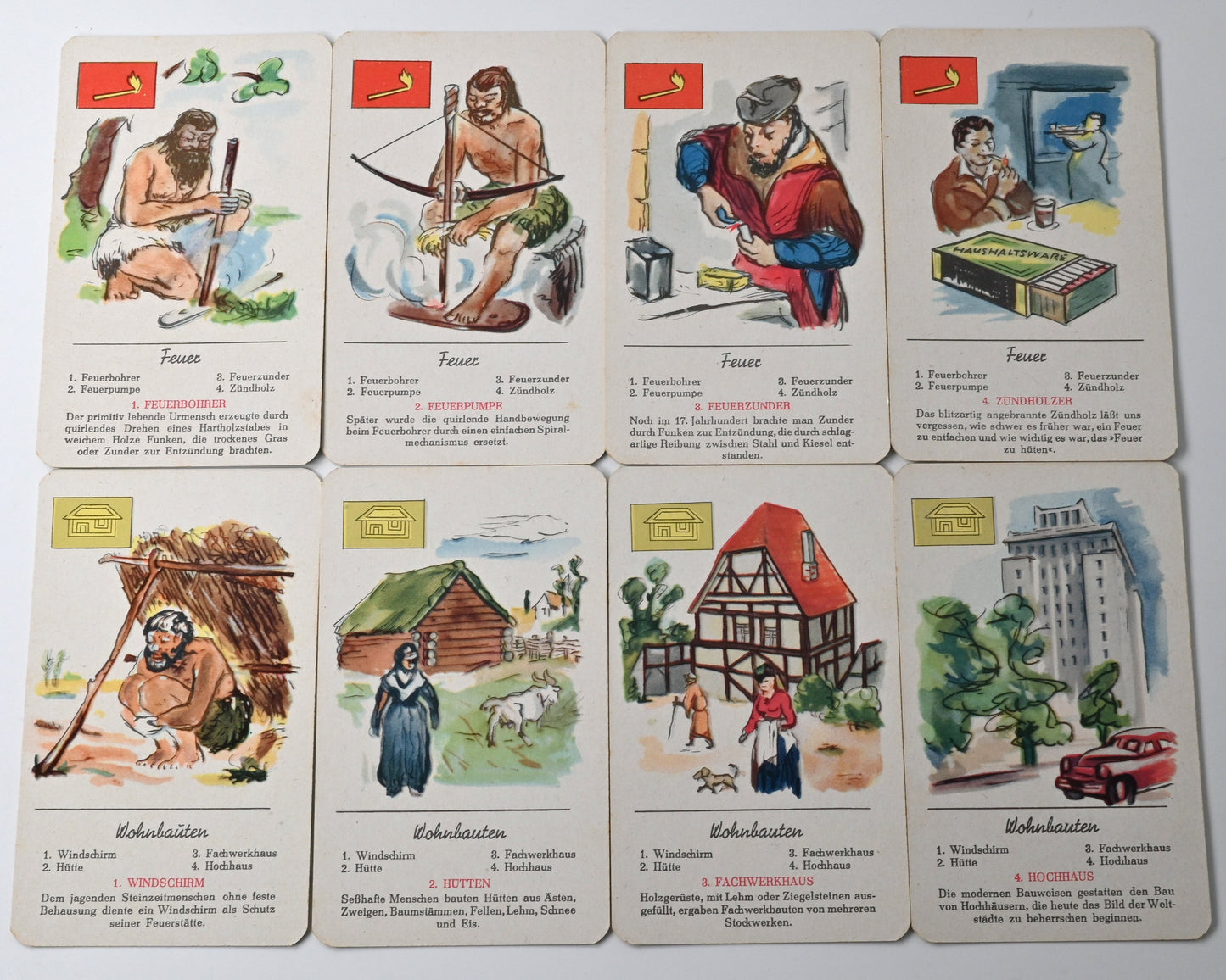 Quartett Kartenspiel, Richard Hauenstein Verlag DDR, Aus Vergangenheit und Gegenwart, pädagogisches Bildquartett, 1950er Jahre