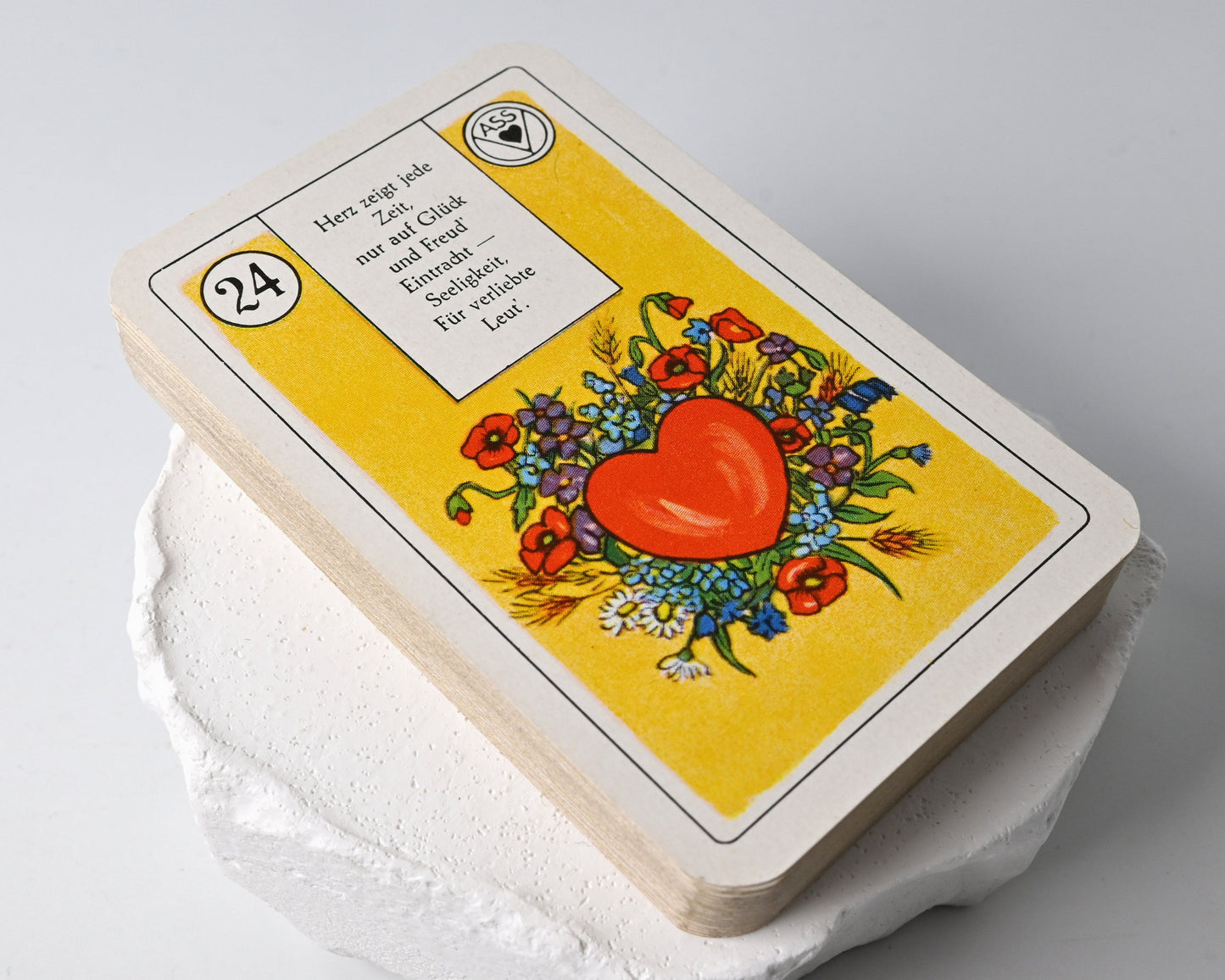 Lenormand Wahrsagekarten mit Versen, VASS Stuttgart-Süd, klassisches Orakel und Deutungsdeck, 36 Blatt, Einzelstück, 1950er Jahre
