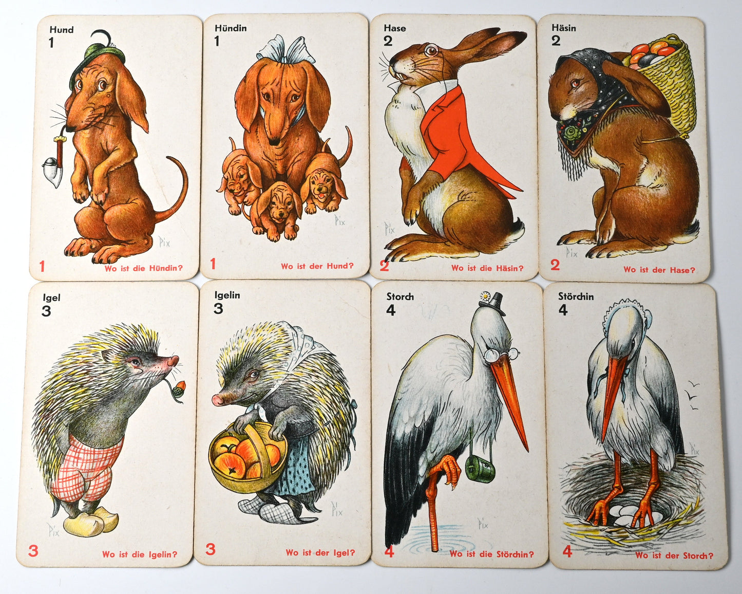 Vintage Card Game – Schwarzer Peter Quartett, Otto Pech “Pix”, VEB Altenburg, Original Box – 1950s