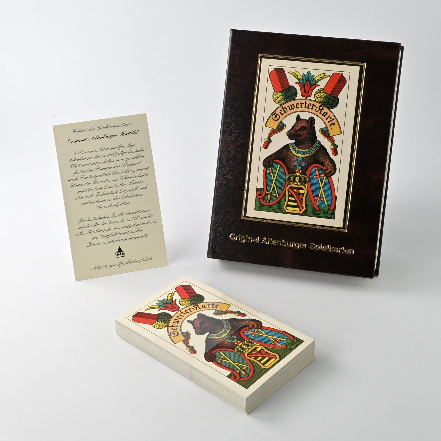 Skatspiel, Altenburger Spielkarten, Schwerdter Karte, deutsches Blatt, Spielkartenbox, Faksimile Edition, 1980er Jahre