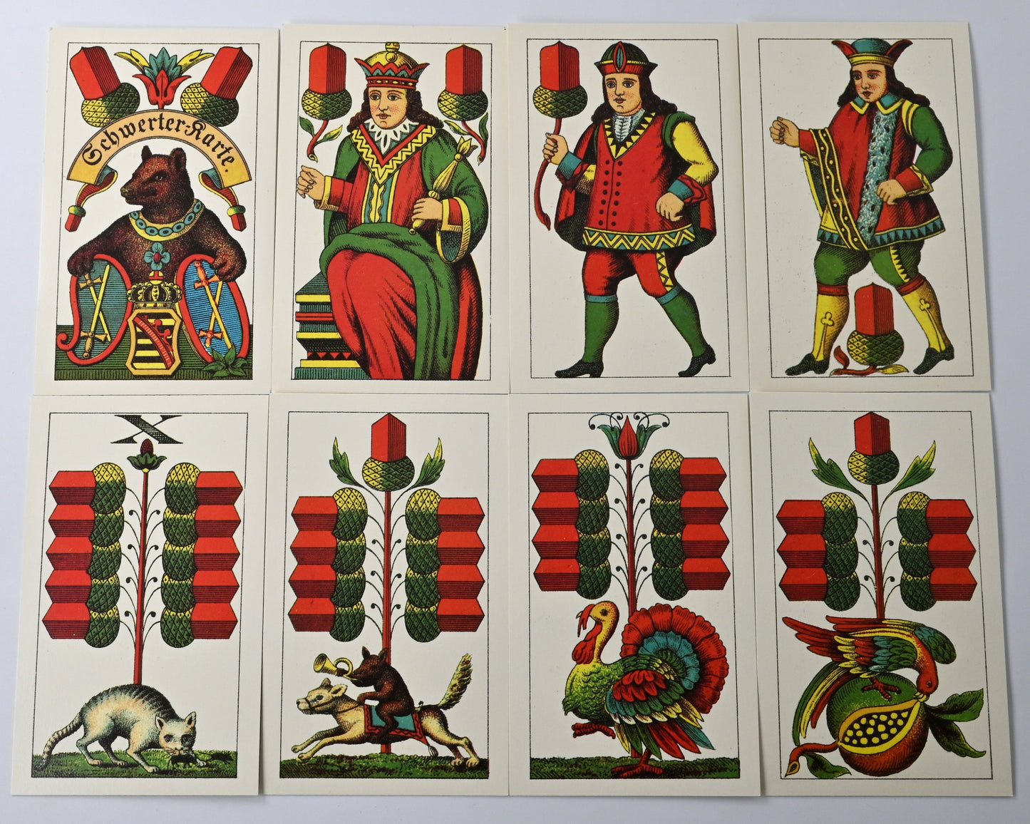 Skatspiel, Altenburger Spielkarten, Schwerdter Karte, deutsches Blatt, Spielkartenbox, Faksimile Edition, 1980er Jahre