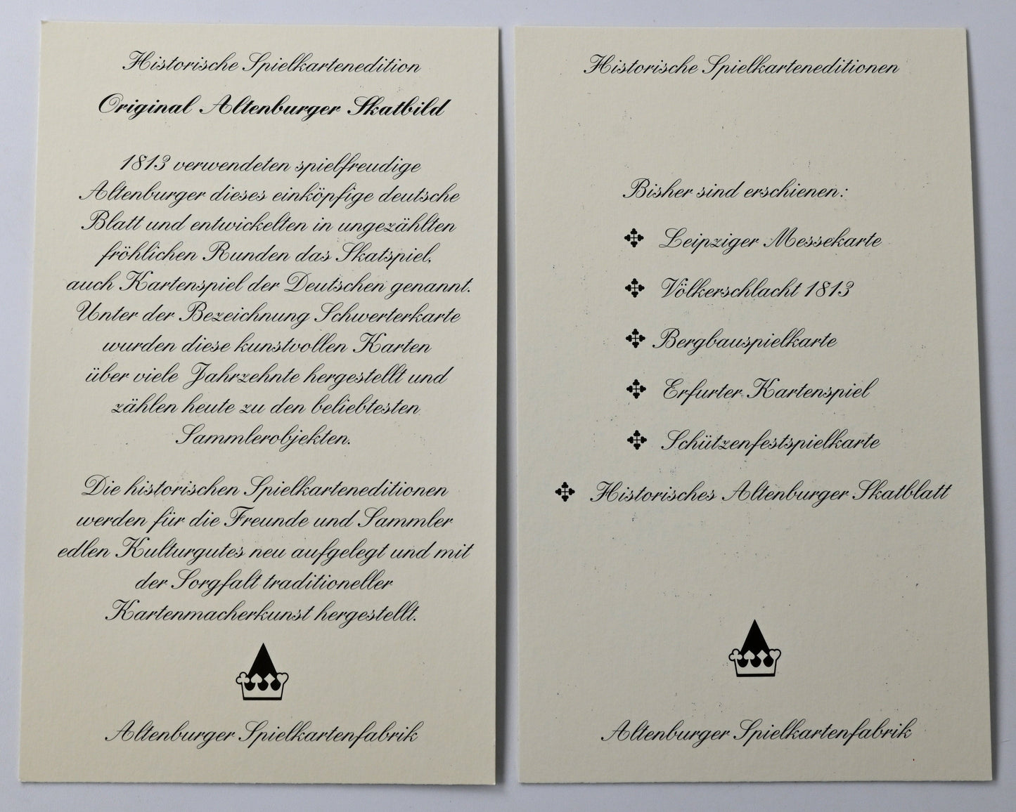 Skatspiel, Altenburger Spielkarten, Schwerdter Karte, deutsches Blatt, Spielkartenbox, Faksimile Edition, 1980er Jahre