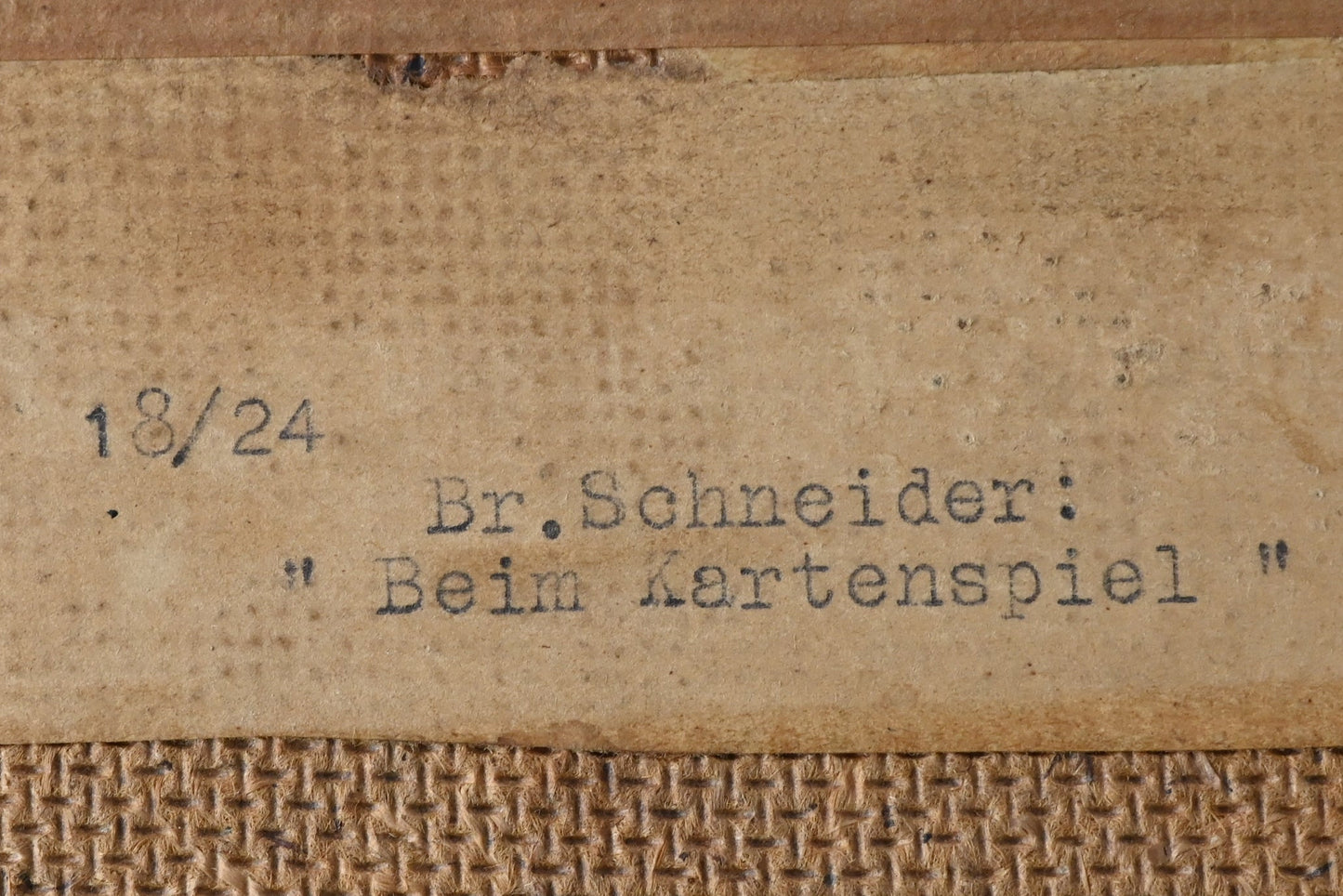 Antikes Ölgemälde „Beim Kartenspiel“ – signiert B. Schneider, deutsche Genremalerei im Prunkrahmen, 1920er Jahre
