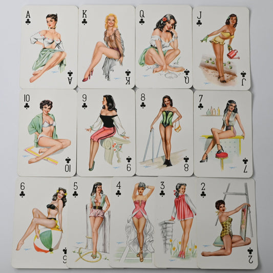 Bielefelder Spielkarten, Pin Up, Baby Dolls, Sweetheart Motiv, geeignet für Rommé, Poker, Bridge, Canasta, Poker, 1970er Jahre