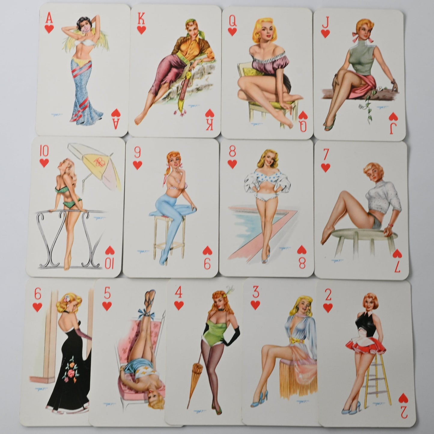 Bielefelder Playing Cards – Pin-Up “Baby Dolls / Sweetheart” Motif, Rommé, Poker, Bridge, Canasta Playing Cards, Vintage Collectible – 1970s