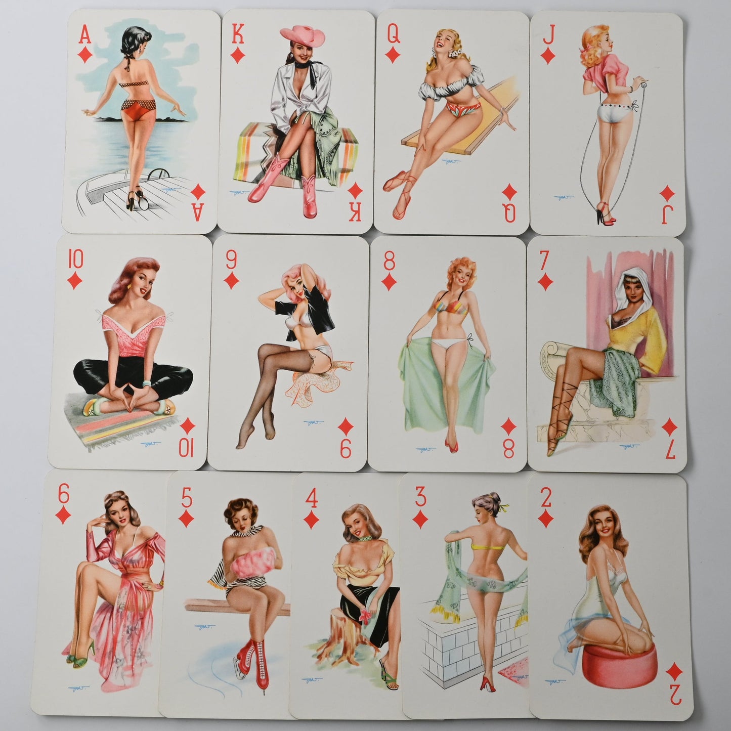 Bielefelder Playing Cards – Pin-Up “Baby Dolls / Sweetheart” Motif, Rommé, Poker, Bridge, Canasta Playing Cards, Vintage Collectible – 1970s