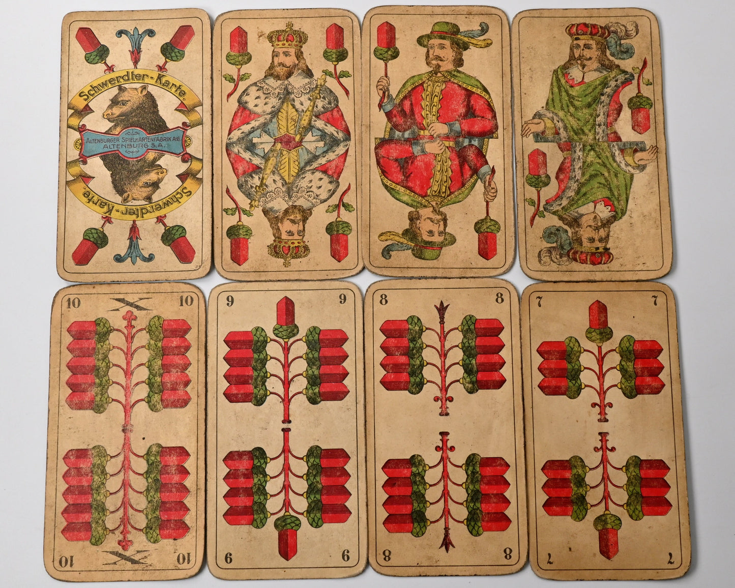 Skat Deck – Saxon Double-Figure Pattern, Altenburger Playing Card Factory, in Original Tobacco Tin, One-of-a-Kind – 1920s