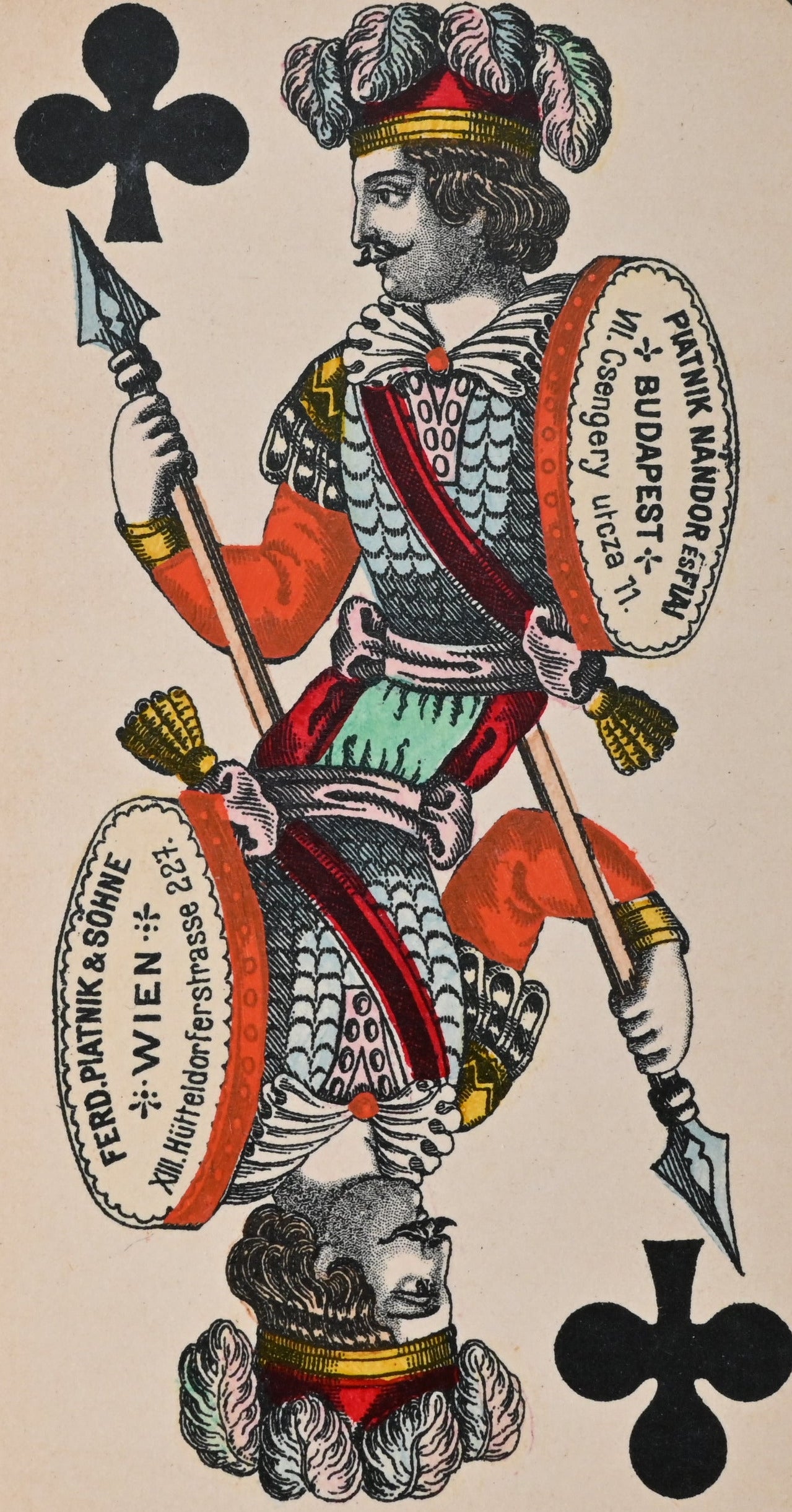 Tarockspiel – Ferdinand Piatnik & Söhne, Wien u. Budapest, 54 Blatt, k.u.k. Steuerstempel „60“, Metalltabakdose, Einzelstück – 1910er Jahre