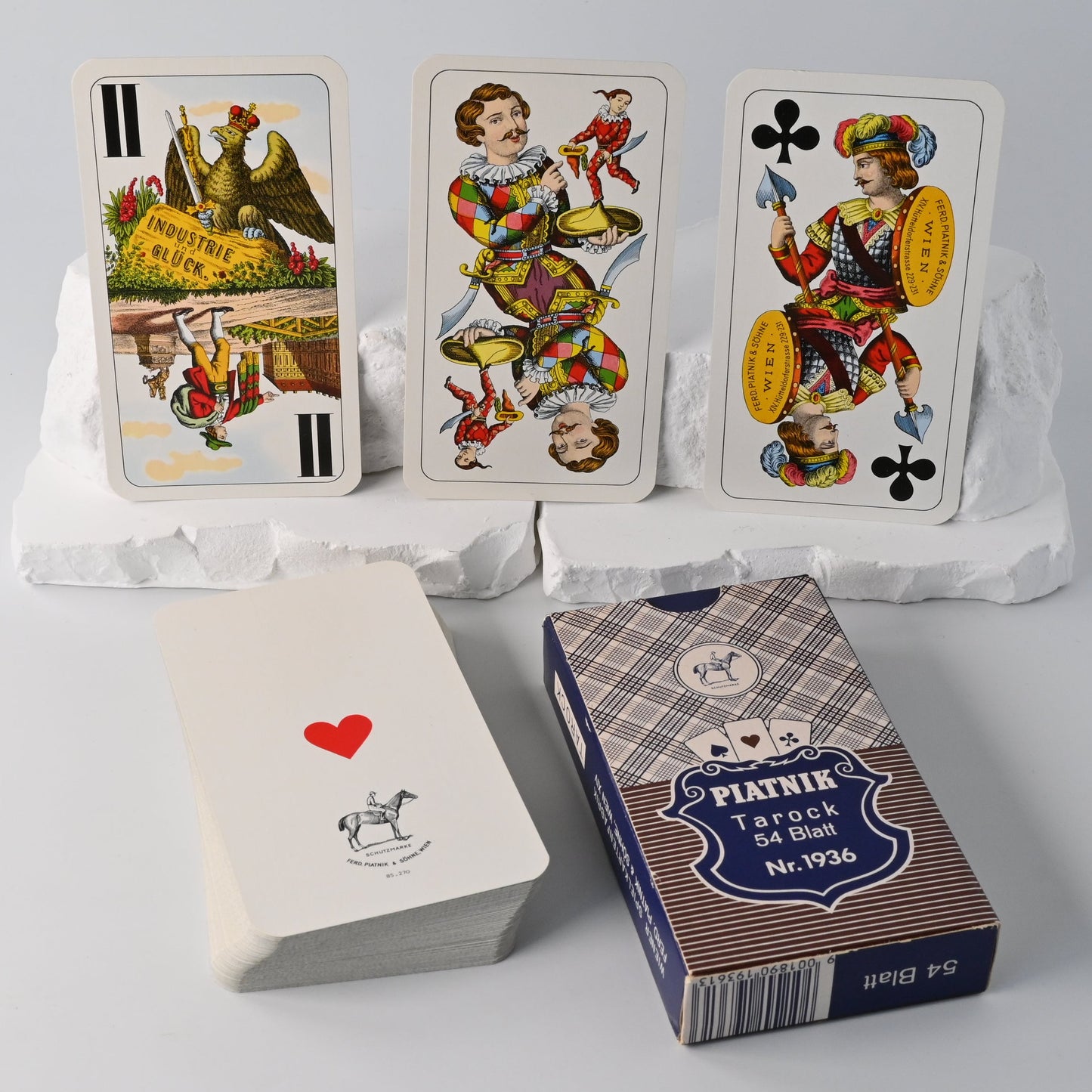Tarock – Industrie und Glück, Piatnik Tarock Nr 1936, großes Kartenformat, 54 Blatt, Ferdinand Piatnik und Söhne Wien, 1970er Jahre