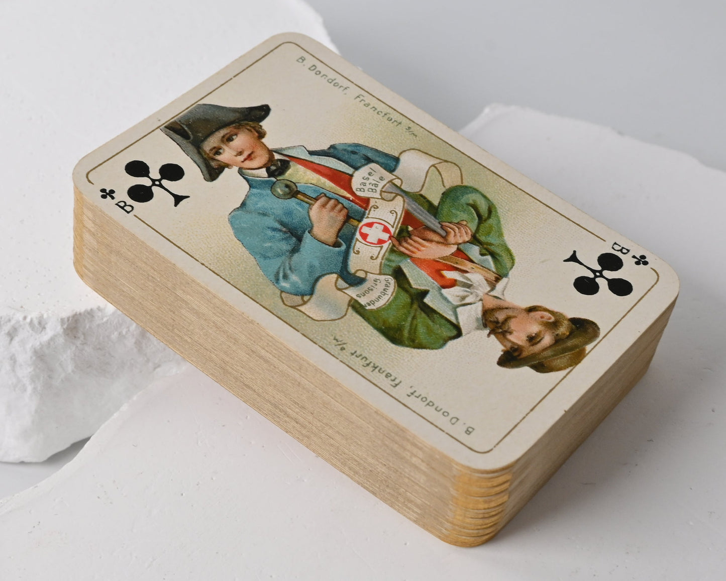 Patience Playing Cards – B. Dondorf, Patience No. 189 “Swiss Costumes”, with Original Booklet, Gilt Edges, One-of-a-Kind – 1900s
