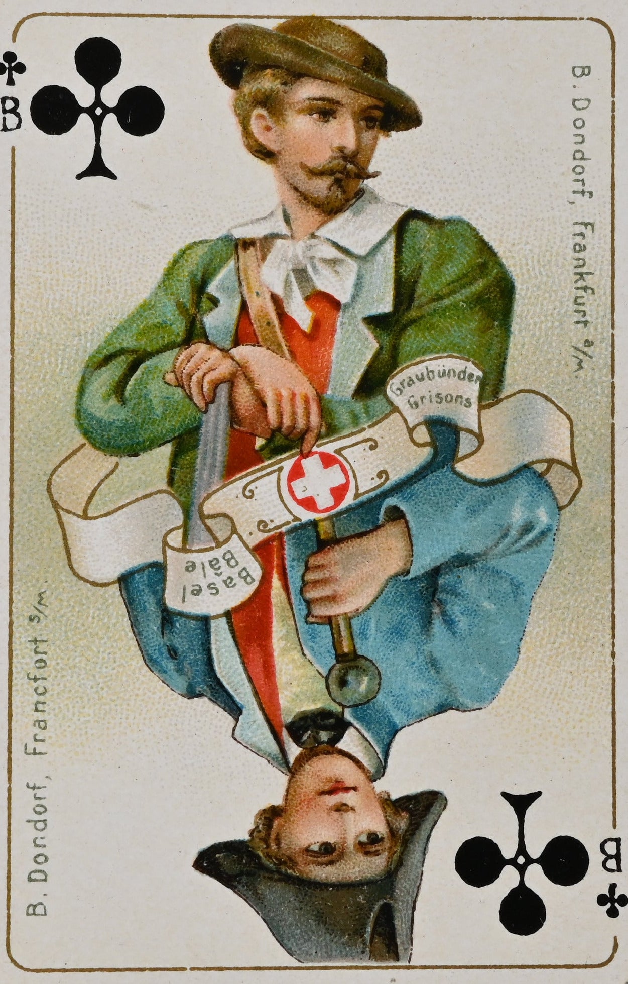 Patience Playing Cards – B. Dondorf, Patience No. 189 “Swiss Costumes”, with Original Booklet, Gilt Edges, One-of-a-Kind – 1900s