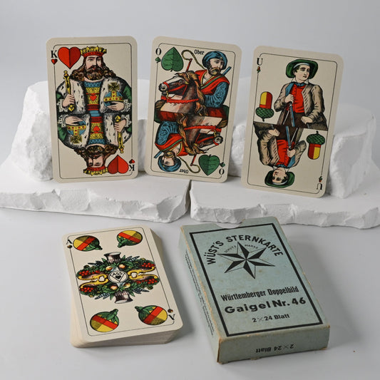 Gaigel, Binokel Spielkarten – Altenburger Spielkartenfabrik, württembergisches Doppelbild, Einzelstück, 1920er Jahre