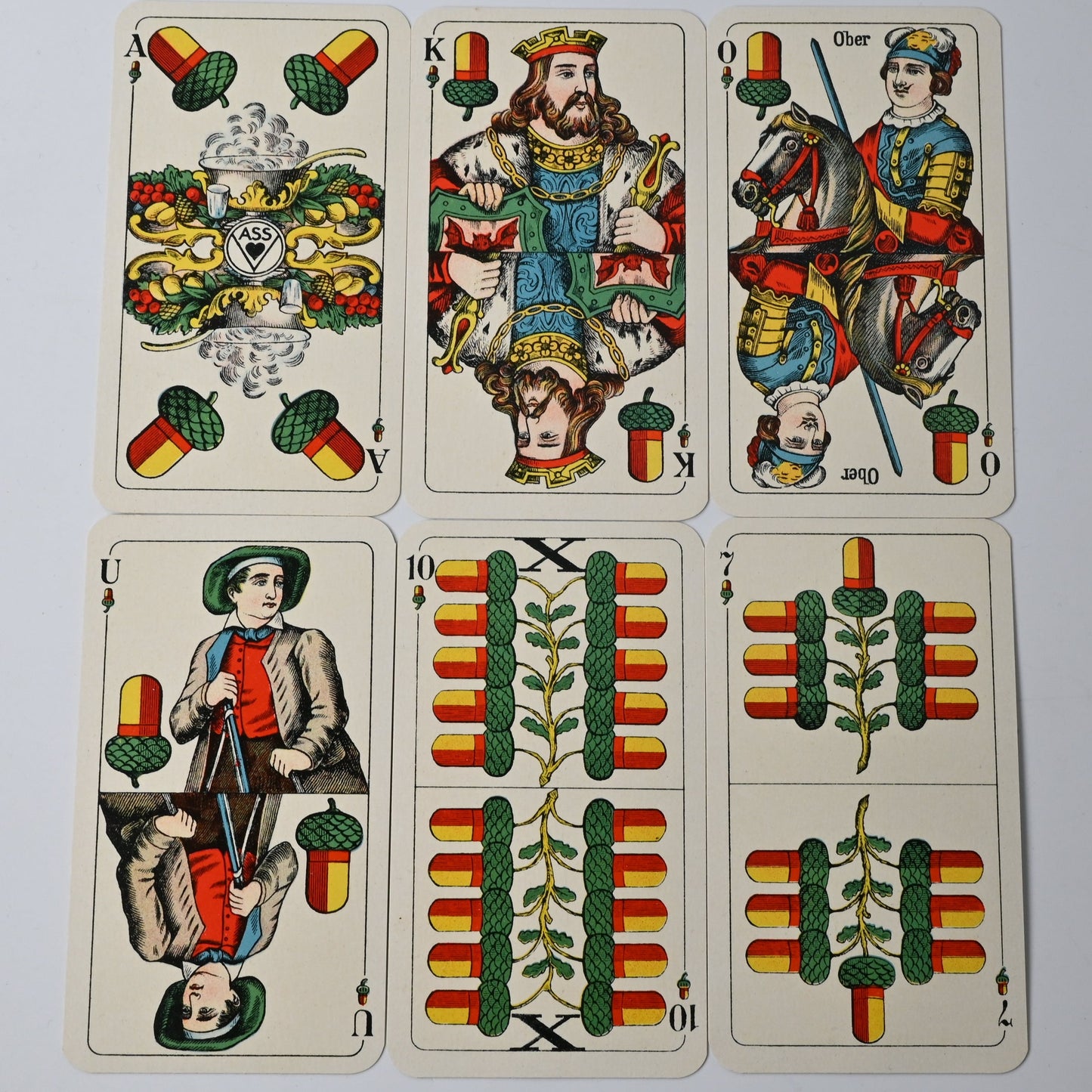 Gaigel, Binokel Spielkarten – Altenburger Spielkartenfabrik, württembergisches Doppelbild, Einzelstück, 1920er Jahre