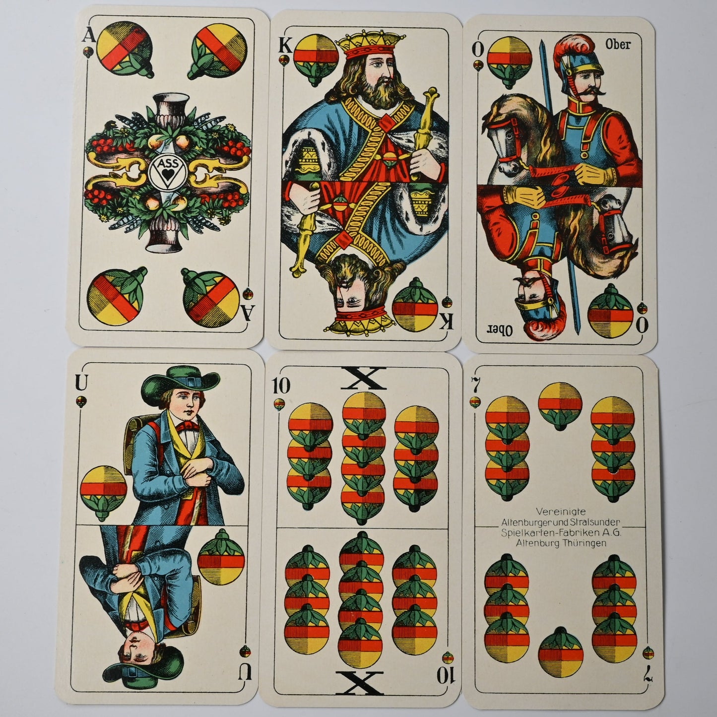 Gaigel, Binokel Spielkarten – Altenburger Spielkartenfabrik, württembergisches Doppelbild, Einzelstück, 1920er Jahre