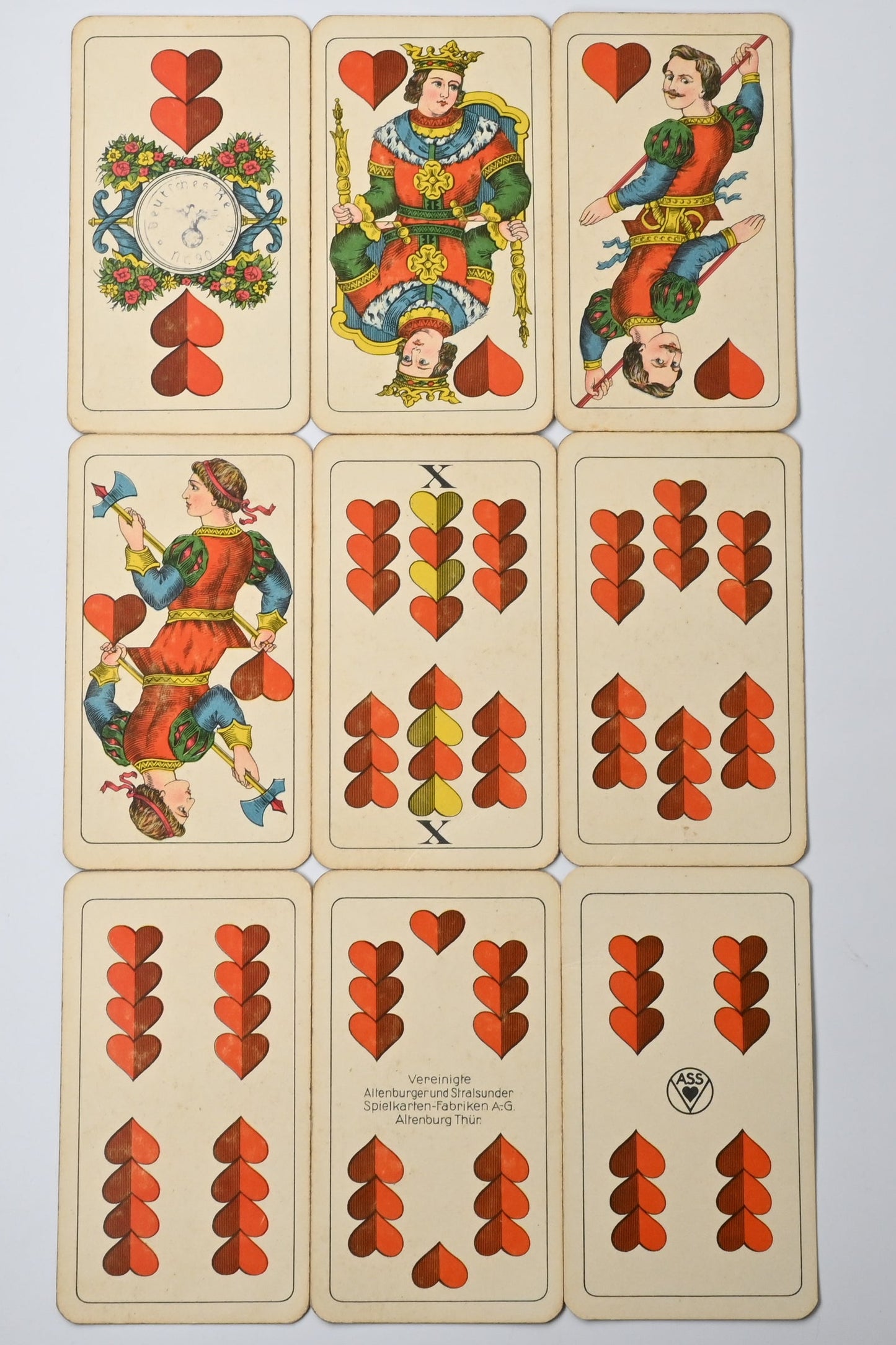 Tarok Karte Nr. 85 – ASS Altenburg, Fränkisches Doppelbild, deutsches Blatt für Tarock und Schafkopf, Einzelstück – 1940er Jahre