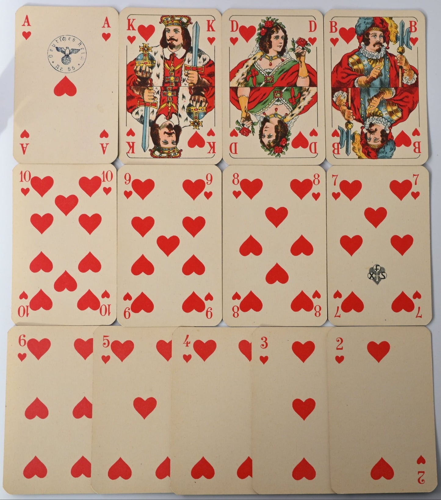 Rummy Playing Cards Double Deck – FX Schmid Munich, Reich Tax Stamp No. 55, Poker, Bridge, Historic Playing Cards – 1930s