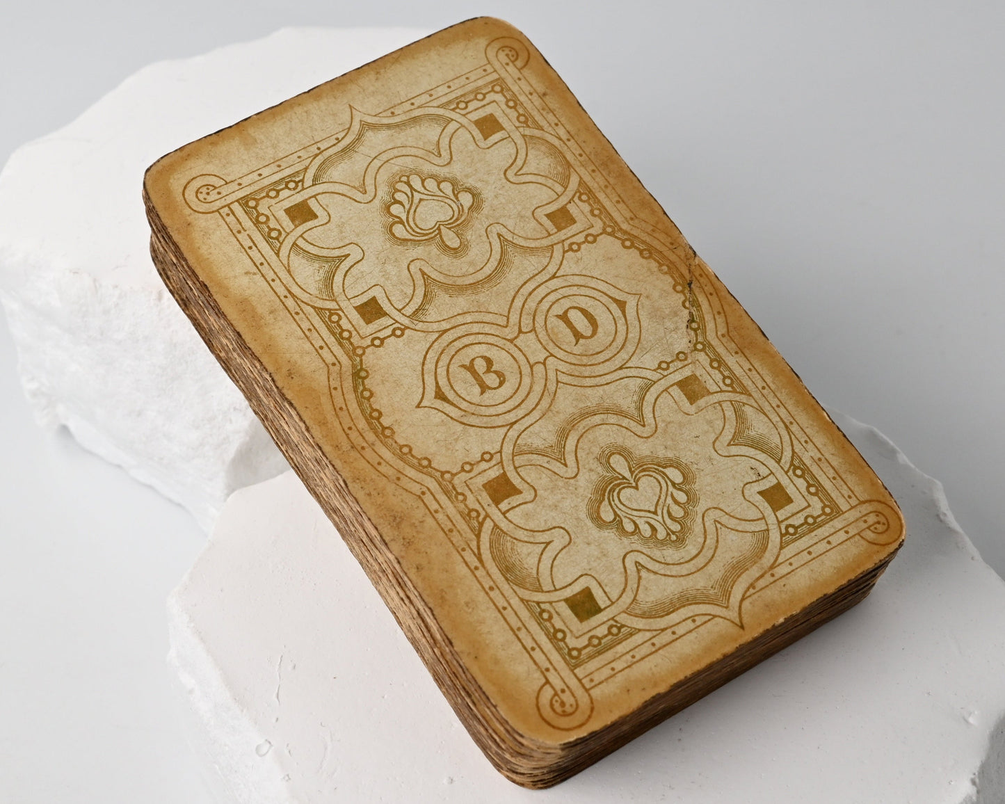 Wahrsagekarten No. 2, B.Dondorf, antikes Lenormand mit Lederetui, Verstexte, BD-Drachenlogo, 36 Blatt, Einzelstück, 1910er Jahre