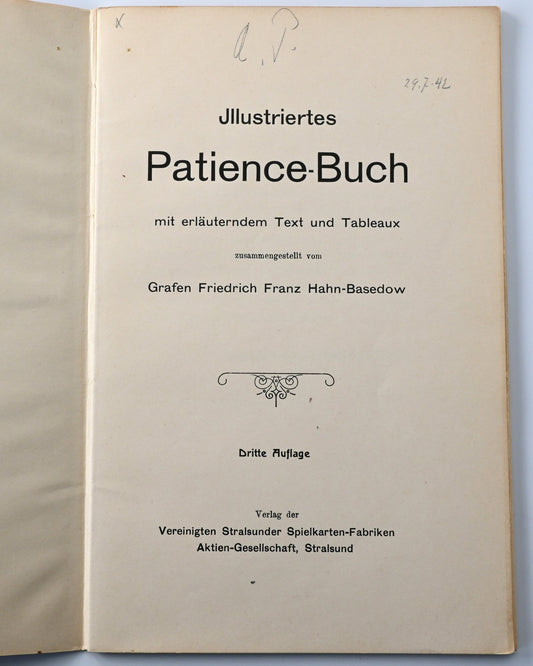 Patience Buch – Spielregeln und Anleitungen für Patiencen, illustrierter Ratgeber, Einzelstück, 1910er Jahre
