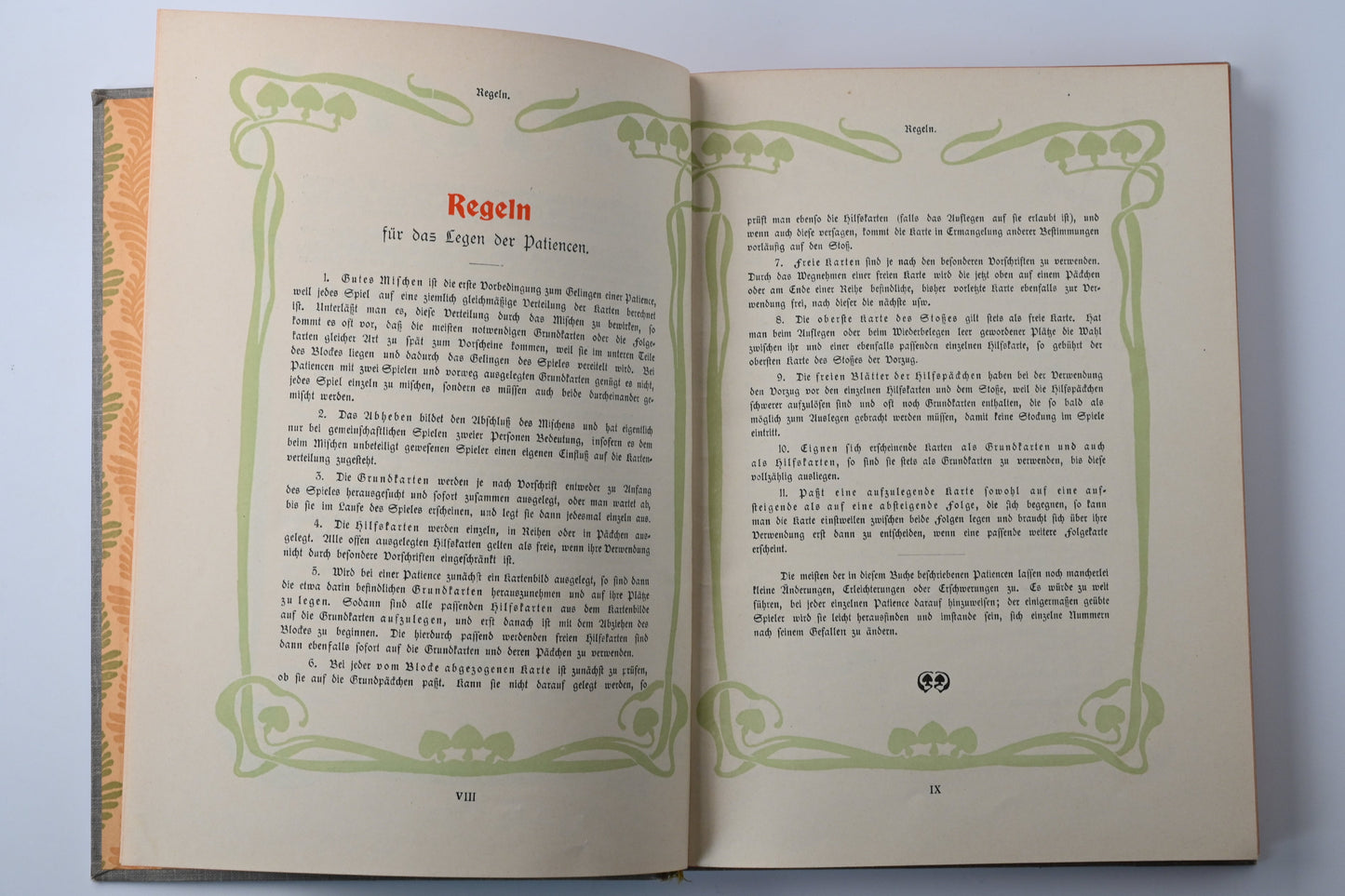 Patience Buch, Spielregeln und Anleitungen für Patiencen, illustrierter Ratgeber, Einzelstück, 1920er Jahre