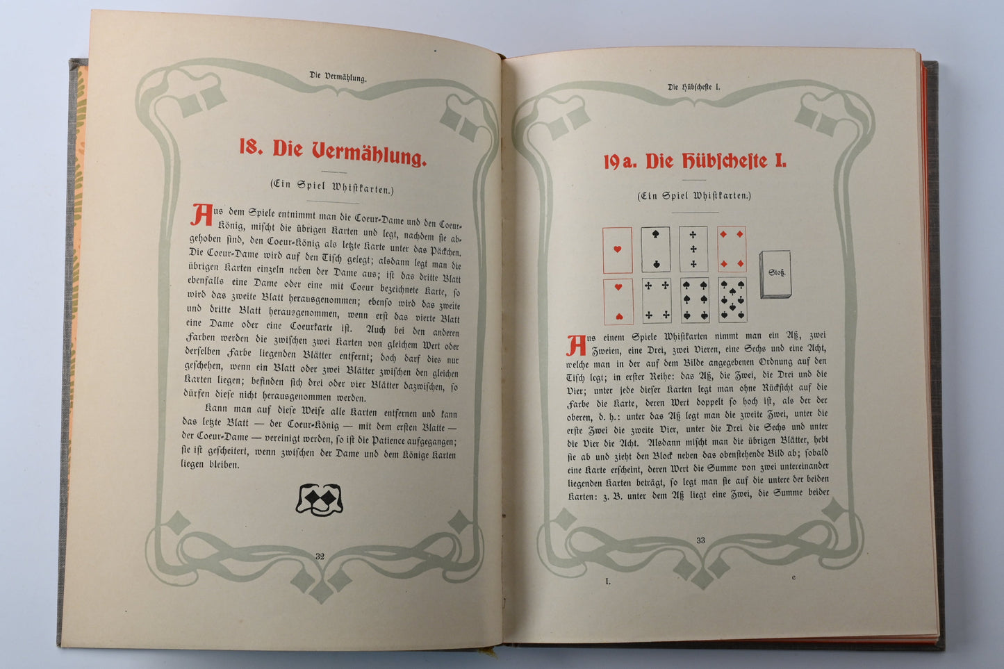 Patience Buch, Spielregeln und Anleitungen für Patiencen, illustrierter Ratgeber, Einzelstück, 1920er Jahre