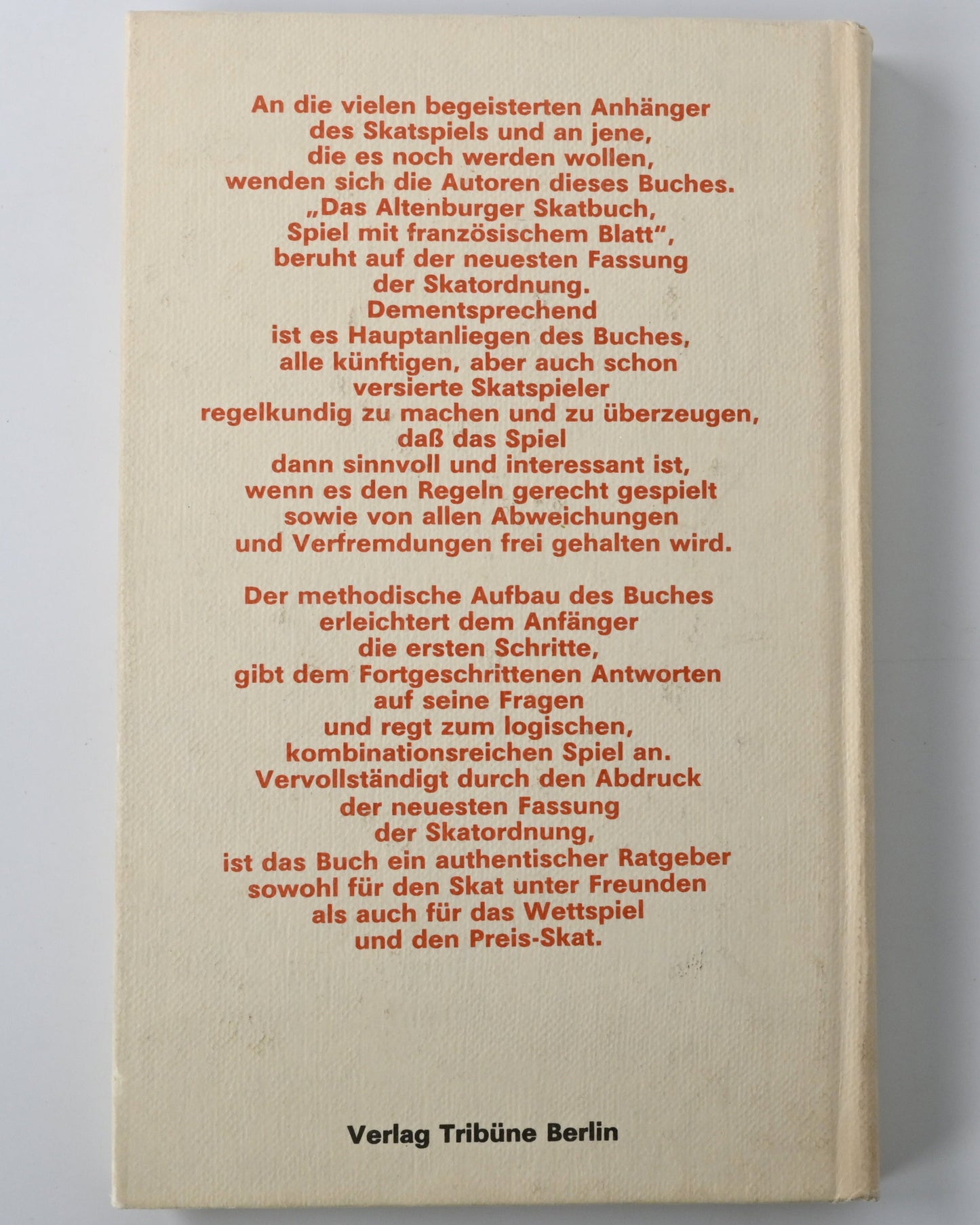 Skat Book – Rules and Instructions for Skat, Altenburger Skatbuch, French-suited Deck – 1980s