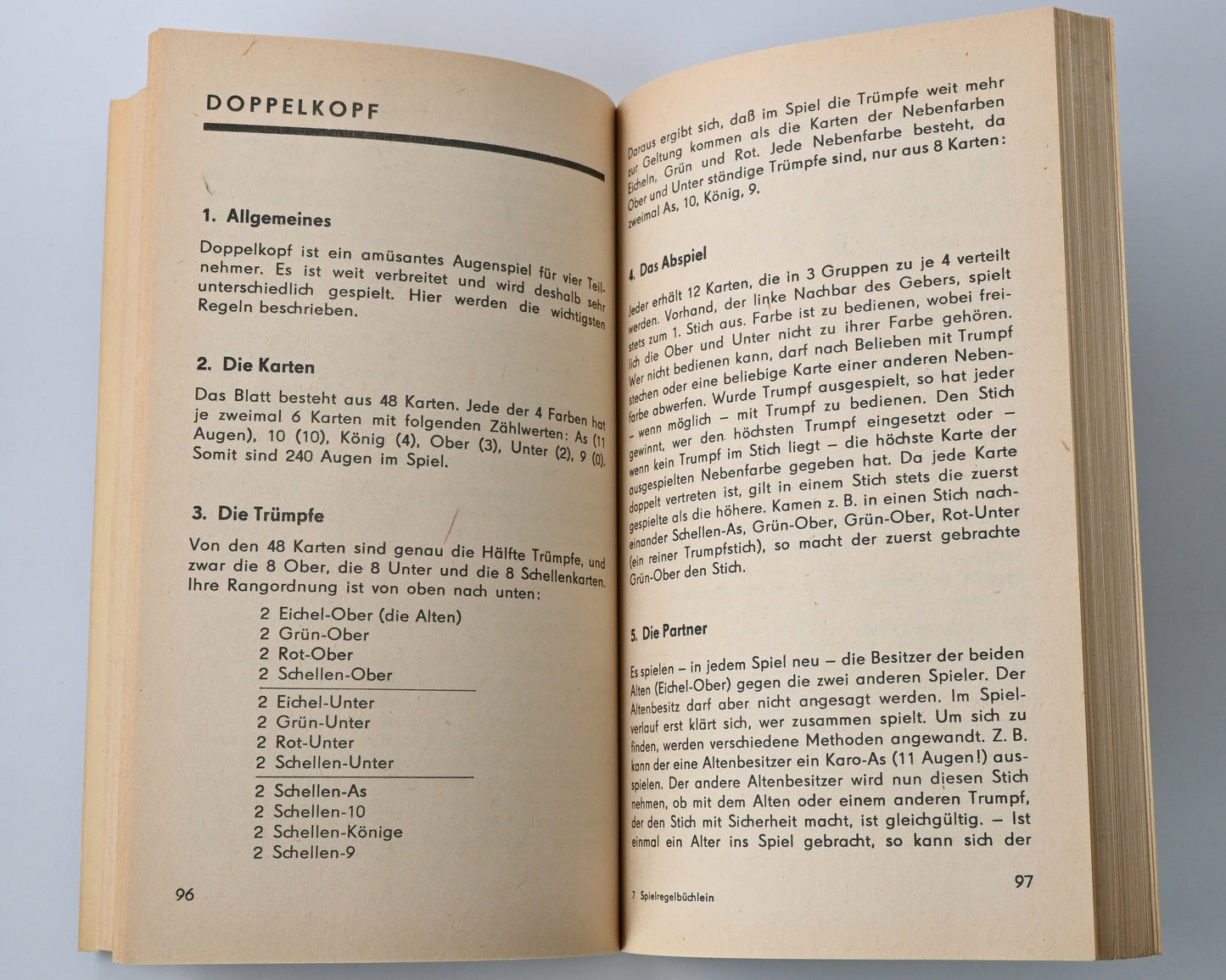 Spielregelbuch – Spielregeln für Kartenspiele, Altenburg (Coeur), Sachbuch und Ratgeber, DDR – 1980er Jahre