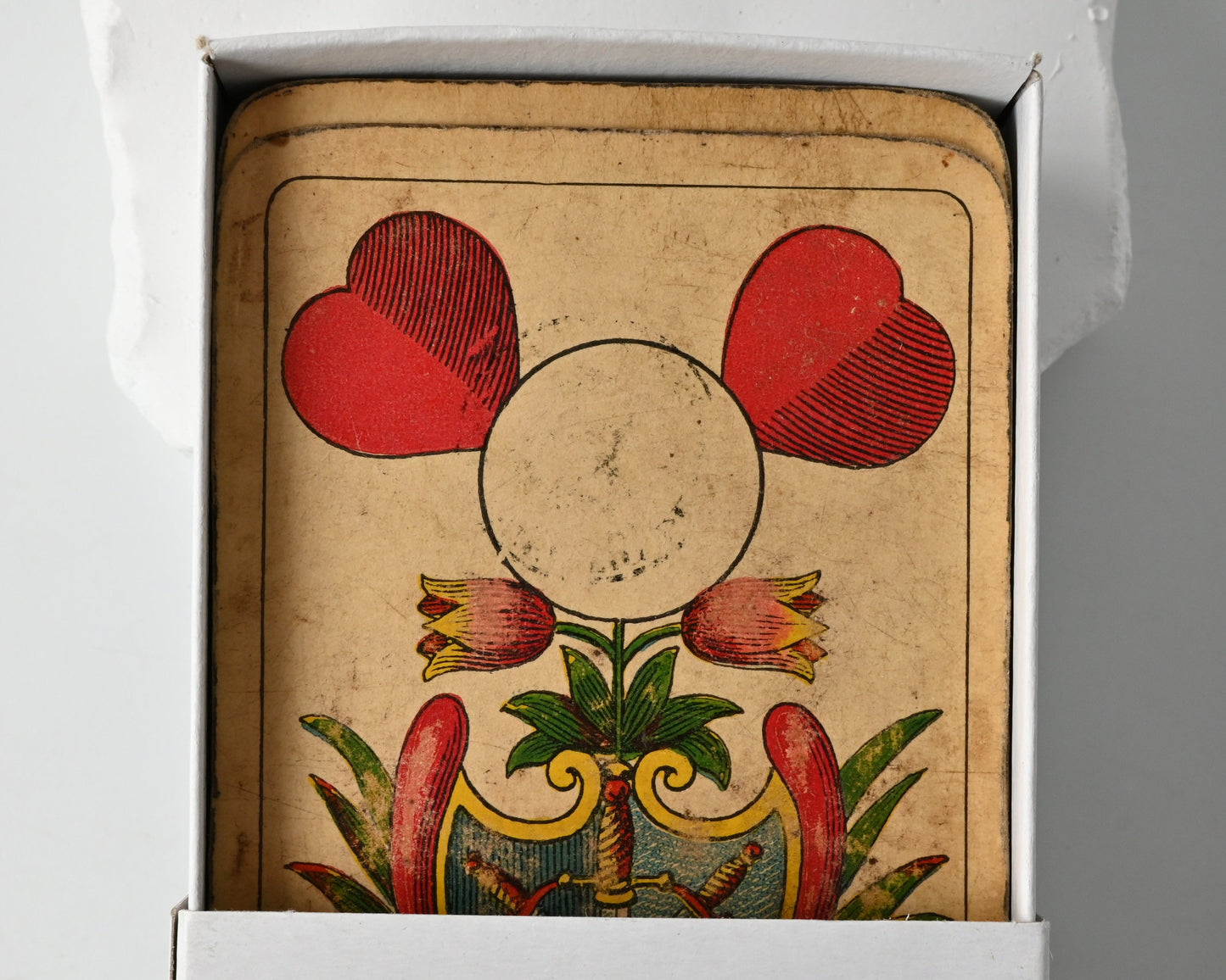 Skatspiel – Vereinigte Stralsunder Spielkarten-Fabriken, Superfeine Schwerdter Karte, sächsisches Bild, Einzelstück – ca. 1900