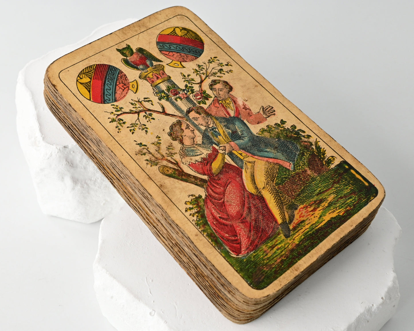 Skatspiel – Vereinigte Stralsunder Spielkarten-Fabriken, Superfeine Schwerdter Karte, sächsisches Bild, Einzelstück – ca. 1900