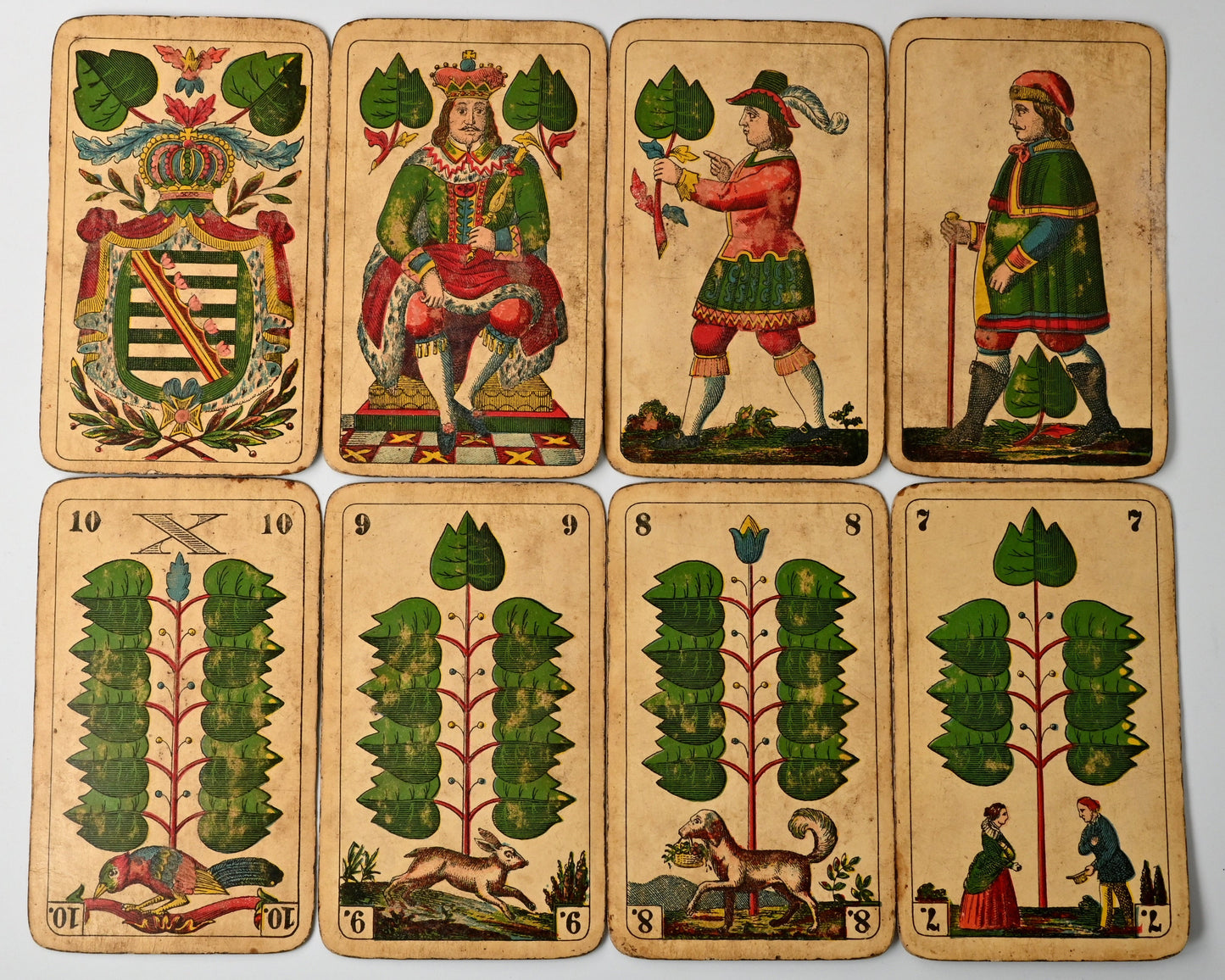 Skatspiel – Vereinigte Stralsunder Spielkarten-Fabriken, Superfeine Schwerdter Karte, sächsisches Bild, Einzelstück – ca. 1900
