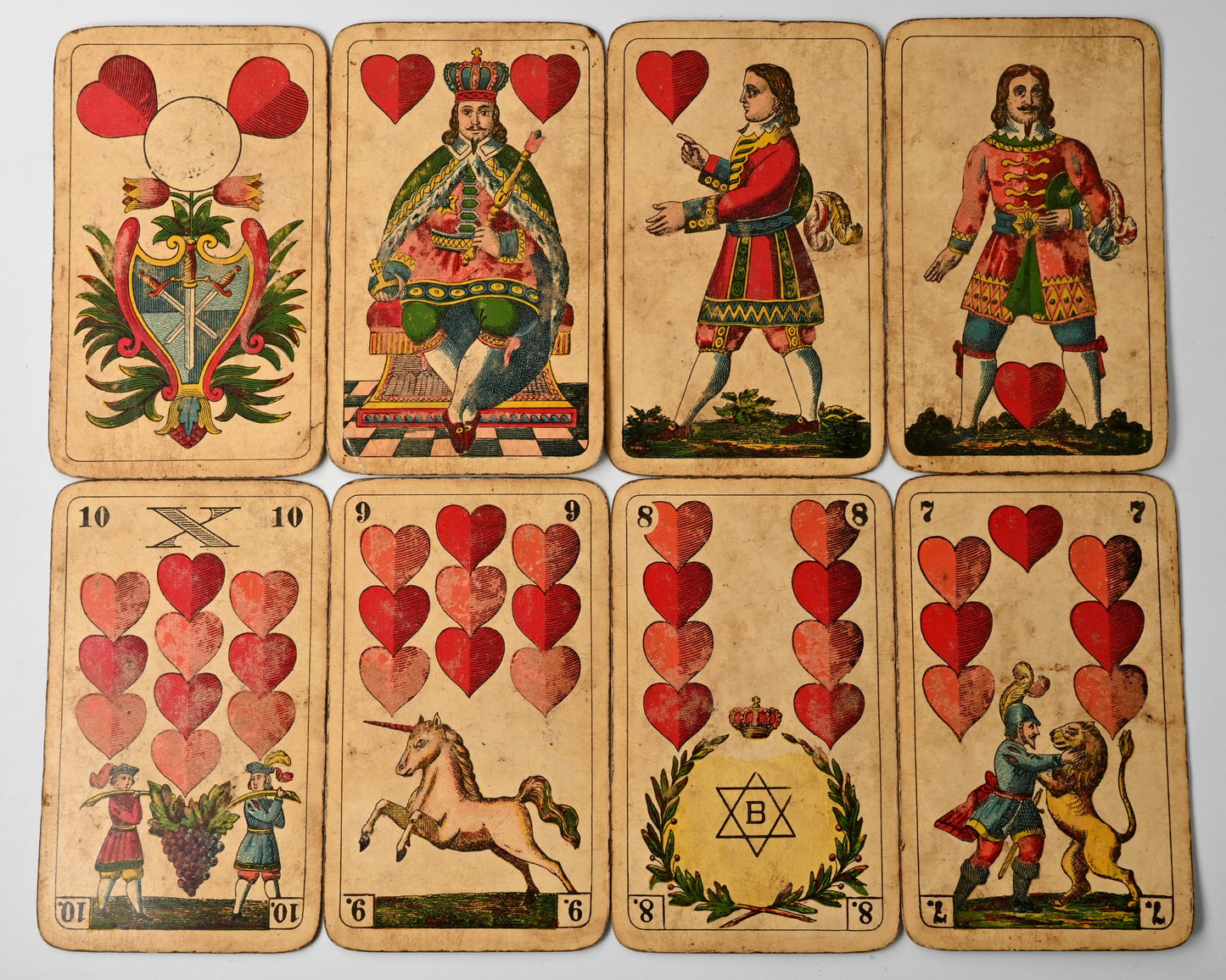 Skatspiel – Vereinigte Stralsunder Spielkarten-Fabriken, Superfeine Schwerdter Karte, sächsisches Bild, Einzelstück – ca. 1900