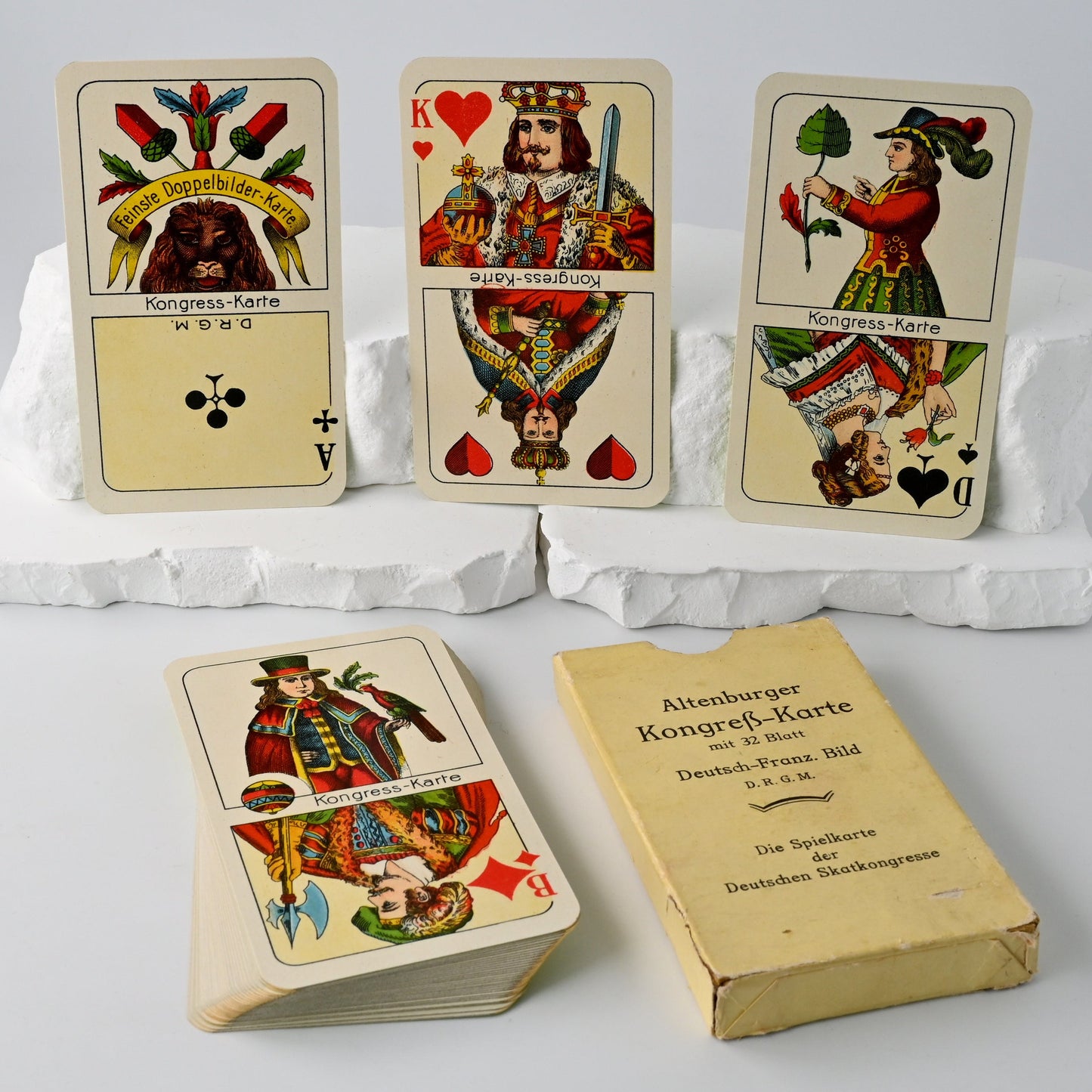 Altenburger Kongress-Karte, Skatspiel mit Goldecken, Sächsisches Bild / Berliner Bild, VASS Altenburg, Einzelstück, 1930er Jahre