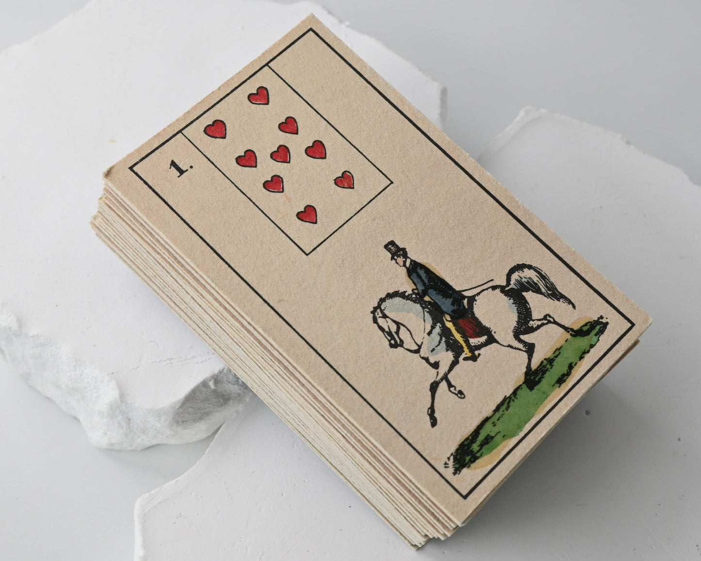 Lenormand Kartenspiel – Mlle Lenormand Wahrsagekarten, 36 Karten komplett, Holzbox, Reprint 1982 – 1980er Jahre