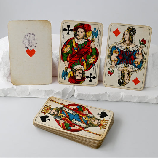 Skat Game with Gold Edges, Vereinigte Stralsunder Spielkartenfabriken, French-Suited Deck, Imperial Tax Stamp, Unique Piece, 1890s
