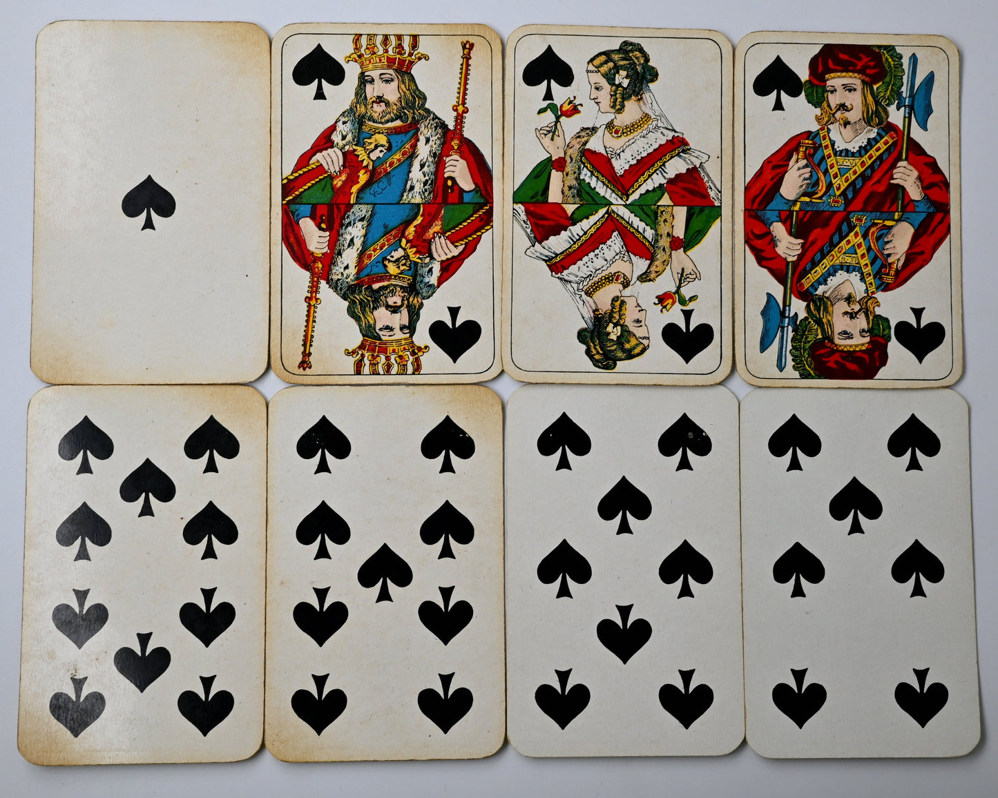Skat Game with Gold Edges, Vereinigte Stralsunder Spielkartenfabriken, French-Suited Deck, Imperial Tax Stamp, Unique Piece, 1890s