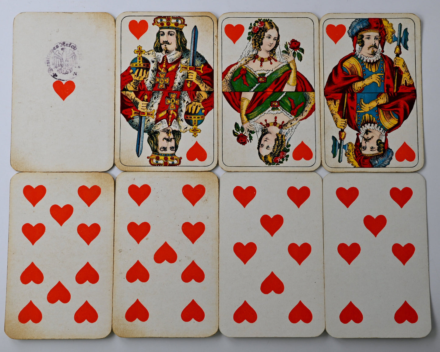 Skat Game with Gold Edges, Vereinigte Stralsunder Spielkartenfabriken, French-Suited Deck, Imperial Tax Stamp, Unique Piece, 1890s