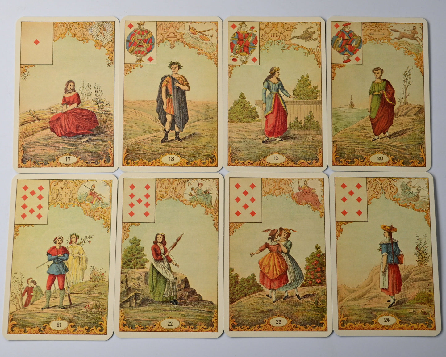 Piatnik Aufschlagkarten, Le Jeu du Destin Antique, Wahrsagekarten mit Begleitheft, Einzelstück, 1980er Jahre
