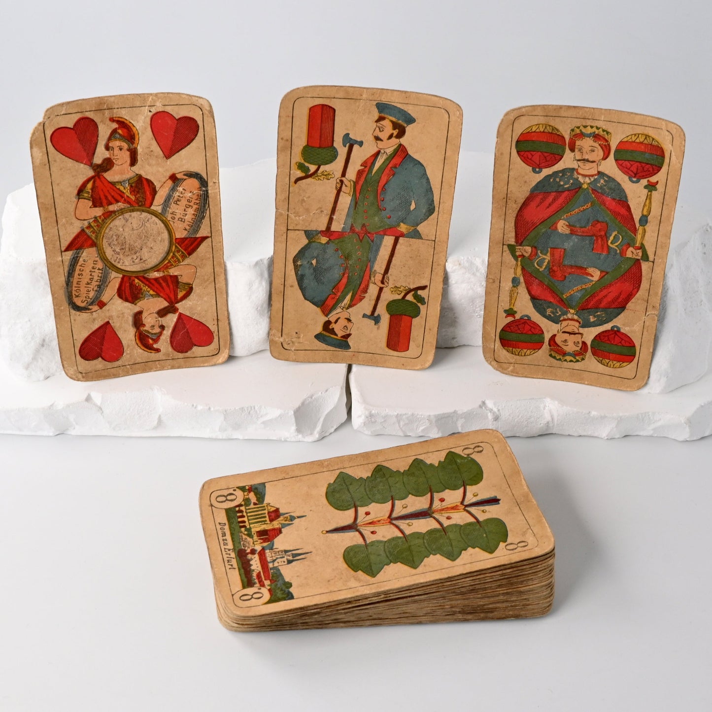 Preußisches Doppelbild, Kölnische Spielkarten-Fabrik Johann Peter Bürgers Köln, deutsches Blatt, Einzelstück, 1880er Jahre