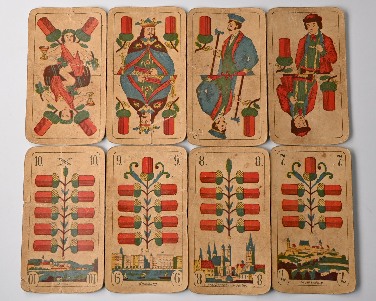 Preußisches Doppelbild, Kölnische Spielkarten-Fabrik Johann Peter Bürgers Köln, deutsches Blatt, Einzelstück, 1880er Jahre