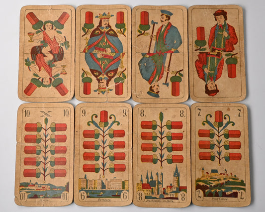 Prussian Double-Ended Pattern, Kölnische Spielkarten-Fabrik Johann Peter Bürgers Cologne, German-Suited Playing Cards, One-of-a-Kind, 1880s