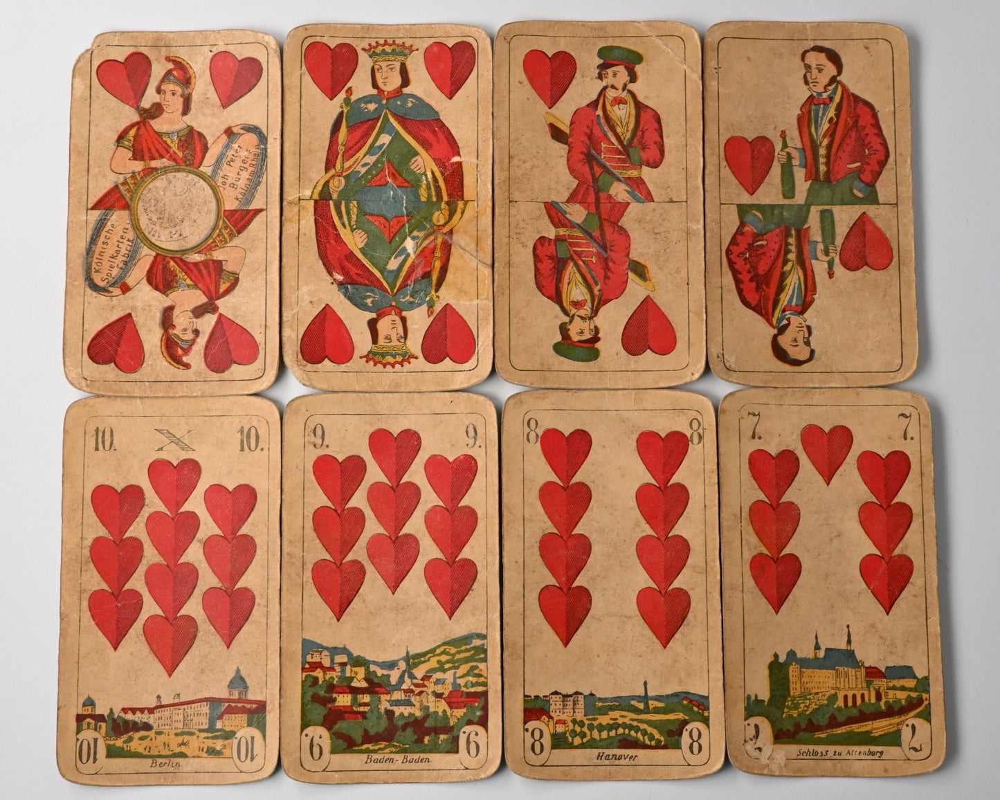 Preußisches Doppelbild, Kölnische Spielkarten-Fabrik Johann Peter Bürgers Köln, deutsches Blatt, Einzelstück, 1880er Jahre