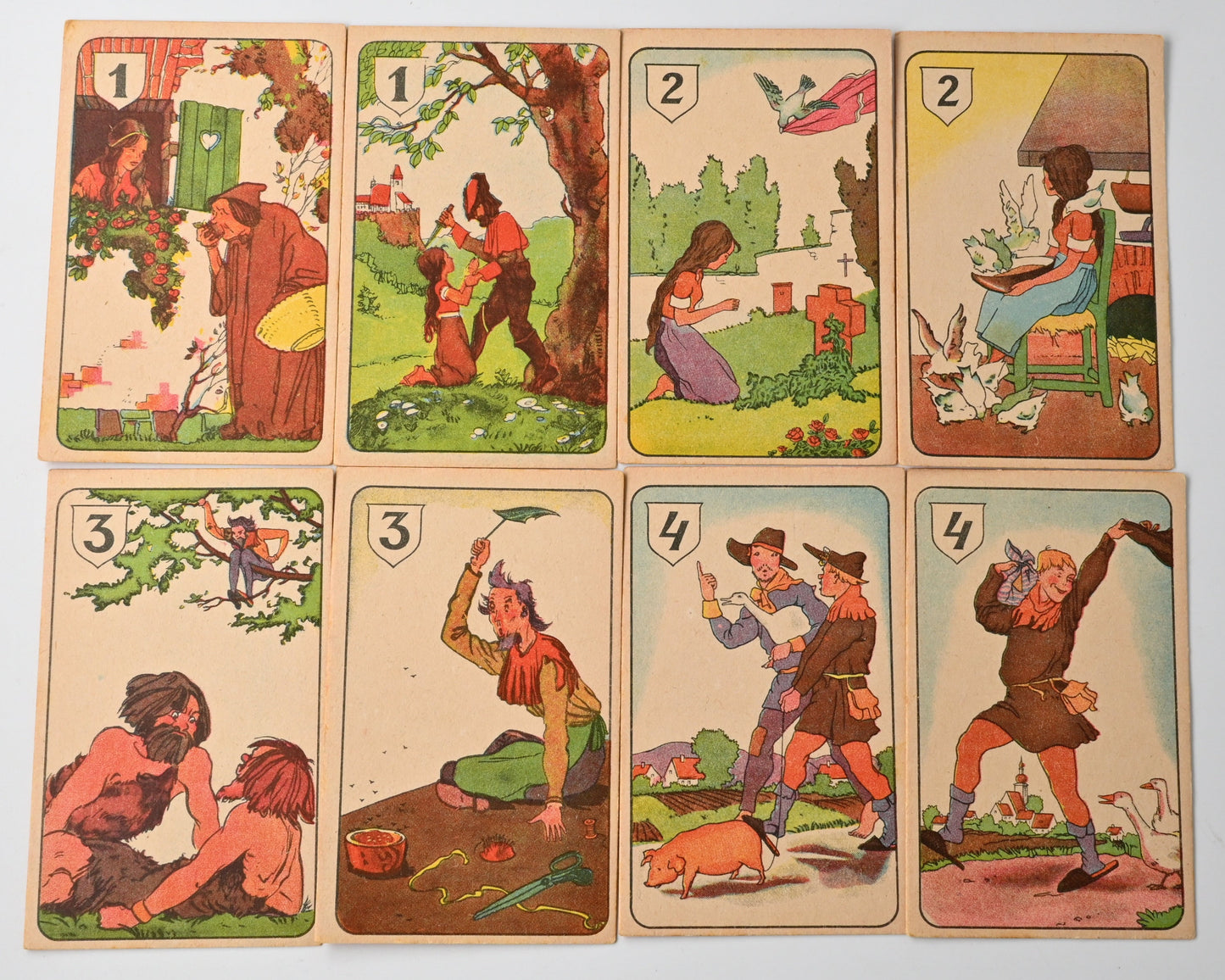 Schwarzer Peter Kartenspiel, Die Böse Hundert, Märchenkartenspiel der Berliner B.Z., vollständiges Verlagsspiel, Einzelstück, 1930er Jahre