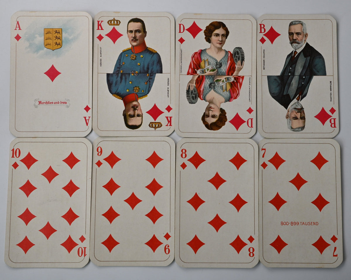 REICHS-KARTE – Fritz von Lindenau, VSS Altenburg, French-Suited Playing Cards with Gilt Corners, German Empire – circa 1915 – One-of-a-Kind