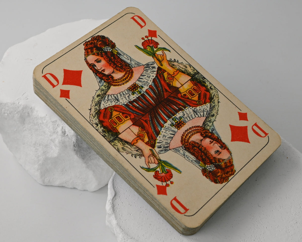 Skat Game – Altenburger Playing Cards, Skat-Karte Nr. 7, French-Suited Design, Checked Back – c. 1940 – One of a Kind