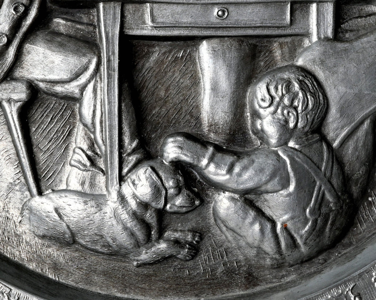 Pewter Wall Plate “Card Players in a Tavern” – c. 1970s – One of a Kind